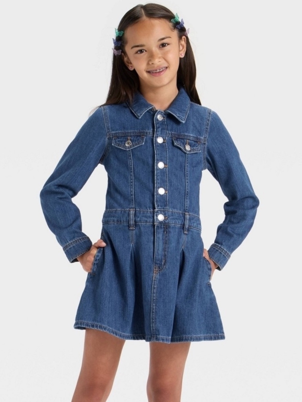 Cat & Jack Girls' Blue Denim Jacket Dress